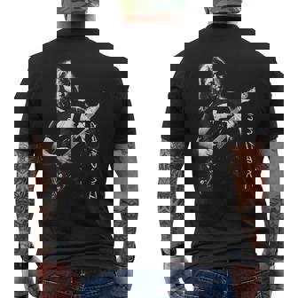 ギターを弾くデビッド・ギルモア メンズTシャツ バックプリント - Kawaiitshirt