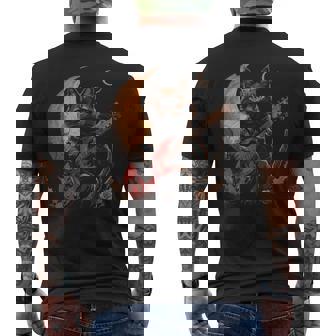 ギターを弾くロックキャット 面白いロックミュージックギター猫 メンズTシャツ バックプリント - Kawaiitshirt