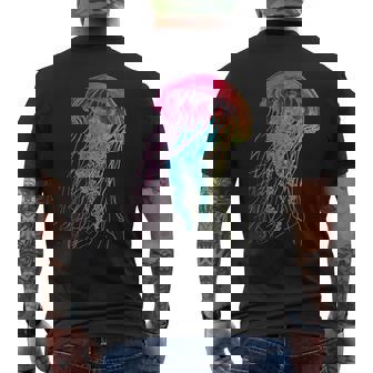 クラゲ カラフル ファンタジー 動物 アート グラフィック クラゲ メンズTシャツ バックプリント - Kawaiitshirt