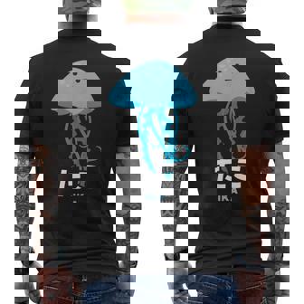 クラゲ 水母 たこ イカ 海洋生物 矛盾 おもしろ イラスト かわいい 面白い ネタ 画像 メンズTシャツ バックプリント - Kawaiitshirt