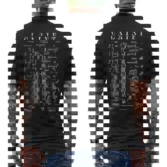 クラリネット ヴィンテージ 特許 クラリネット主義者 図面プリント メンズTシャツ バックプリント - Kawaiitshirt