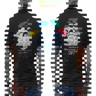 クレヨンしんちゃん カスカベ防衛隊 雨の日 メンズTシャツ バックプリント - Kawaiitshirt