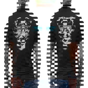 クールなジャック ラッセル テリア犬サングラス グラフィック デザイン メンズTシャツ バックプリント - Kawaiitshirt