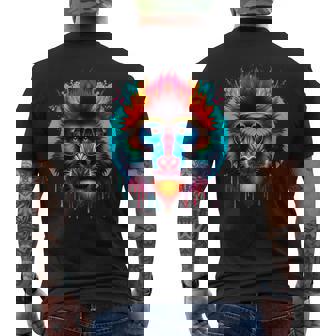 クールなタイダイサングラスマンドリルイラストアート メンズTシャツ バックプリント - Kawaiitshirt