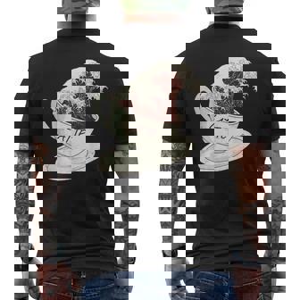 グレートウェーブ カフェラテ コーヒー カフェイン 神奈川 北斎 メンズTシャツ バックプリント - Kawaiitshirt