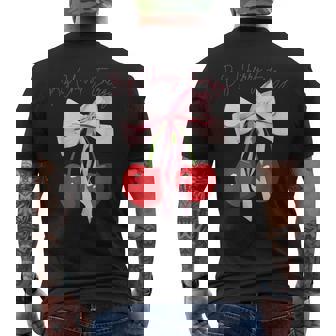 コケット さくらんぼのリボン ビッグチェリー エネルギー キュート コケット メンズTシャツ バックプリント - Kawaiitshirt