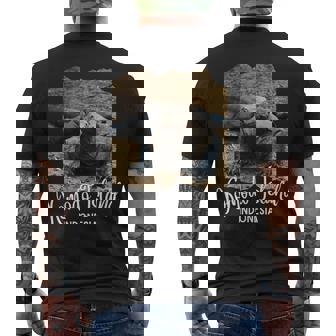 コモド島 インドネシア レトロポスターコモドドラゴン メンズTシャツ バックプリント - Kawaiitshirt