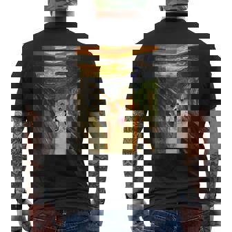 コーギー 面白いtシャツ 犬 ムンクの叫び かわいい メンズ 子供 おもしろ 服 グッズ ネタ わんこ メンズTシャツ バックプリント - Kawaiitshirt