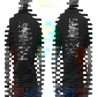 コーヒーとオタマジャクシのアートで面白い最高のお父さんカエル メンズTシャツ バックプリント - Kawaiitshirt