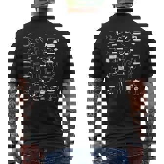 コーヒー柄 カフェイン エスプレッソ カプチーノ カフェインレス カフェ メンズTシャツ バックプリント - Kawaiitshirt