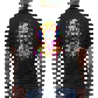 ゴールデンレトリバー 恋人 ポップアートカラー ファニー ゴールデンレトリバー メンズTシャツ バックプリント - Kawaiitshirt