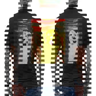 ゴールデンレトリバー 面白いtシャツ 犬 ムンクの叫び かわいい メンズ 子供 おもしろ 服 グッズ ネタ メンズTシャツ バックプリント - Kawaiitshirt