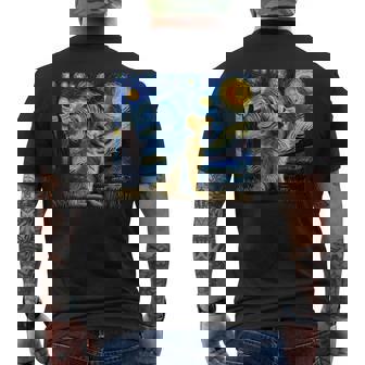 ゴールデンレトリバー 面白いtシャツ 犬 星月夜 イヌ かわいい メンズ おもしろ 服 グッズ ネタ わんこ メンズTシャツ バックプリント - Kawaiitshirt