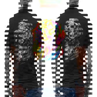 ゴールデン・レトリーバー 犬 カラフル ポップアート 犬好き メンズTシャツ バックプリント - Kawaiitshirt