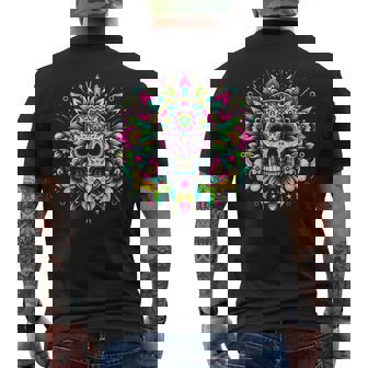 サイケデリックシュガースカルtシャツ 鮮やかでカラフルな死者の日 メンズTシャツ バックプリント - Kawaiitshirt