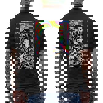 サイケデリック・ラーメン・アニメ・ガール マンガ・インスタント・ヌードル・ガール メンズTシャツ バックプリント - Kawaiitshirt