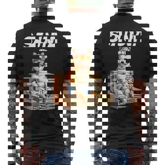 サウナauna さうな 整う アウトドア 焚火 おもしろ 犬 柴犬好き 柴犬 名言 文字 面白い ふざけた ネタ メンズTシャツ バックプリント - Kawaiitshirt