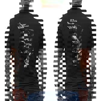 サックスを奏でる猫 面白い猫 ジャズ サックス 音楽 サックス メンズTシャツ バックプリント - Kawaiitshirt