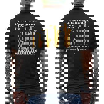 サックス奏者のための面白いサックスミームまたはサックスジョーク 「Axophone Joke 」 メンズTシャツ バックプリント - Kawaiitshirt