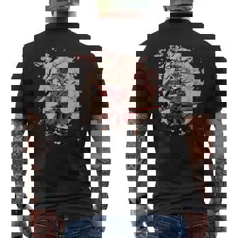 サムライキャット 日本戦士 サクラツリー 日本忍者 猫 メンズTシャツ バックプリント - Kawaiitshirt