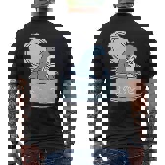 サメの缶詰め メンズTシャツ バックプリント - Kawaiitshirt