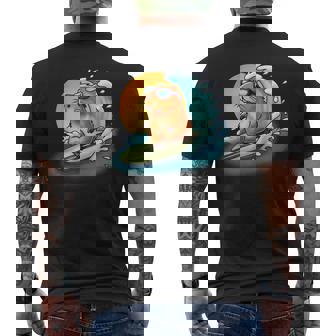 サングラスでサーフィンカピバラ メンズTシャツ バックプリント - Kawaiitshirt