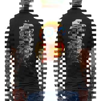 サングラスをかけたインコ コンゴウインコ オカメインコ かわいいインコ メンズTシャツ バックプリント - Kawaiitshirt