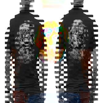 サングラスをかけたゴールデン・レトリーバー 犬が大好き メンズTシャツ バックプリント - Kawaiitshirt