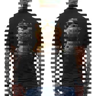 サングラスをかけたビーバー げっ歯類が大好き かわいいビーバー メンズTシャツ バックプリント - Kawaiitshirt