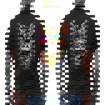 サングラスをかけたベンガル猫 レオパデット かわいいベンガル猫 メンズTシャツ バックプリント - Kawaiitshirt