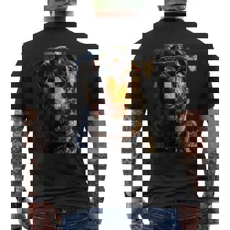 サングラスをかけたロットワイラー 愛犬自慢のロットワイラー メンズTシャツ バックプリント - Kawaiitshirt