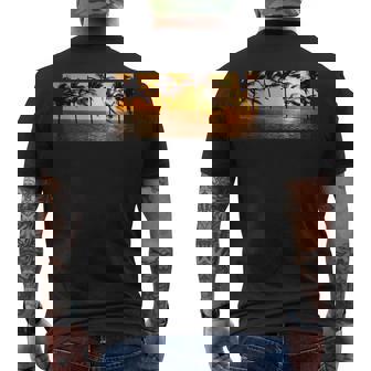 サンセット ビーチ ヤシの木 クール 海 サーフィン メンズTシャツ バックプリント - Kawaiitshirt