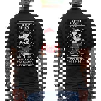 サンタ帽子付きパンダ 醜いクリスマス X-Mas メンズTシャツ バックプリント - Kawaiitshirt