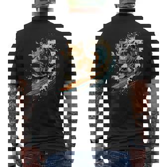 サーファー猫 サーフィン メンズTシャツ バックプリント - Kawaiitshirt