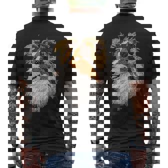 シェットランド・シープドッグ かわいい子犬の顔 犬好き ペット飼い主 メンズTシャツ バックプリント - Kawaiitshirt