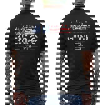 シカゴ 7月4日 アメリカ国旗 愛国的お土産 メンズTシャツ バックプリント - Kawaiitshirt