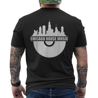 シカゴハウスミュージックシカゴスカイライン Edm Dj シカゴハウス メンズTシャツ バックプリント - Kawaiitshirt