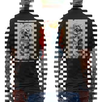 シベリアンハスキー子犬の笑いグラフィック。 メンズTシャツ バックプリント - Kawaiitshirt