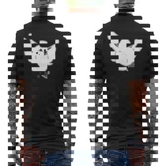 シマエナガ 翼を広げて飛ぶ しまえなが デフォルメ メンズTシャツ バックプリント - Kawaiitshirt