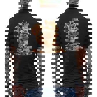 シマリス 森林 動物 木 リス 水彩 メンズTシャツ バックプリント - Kawaiitshirt