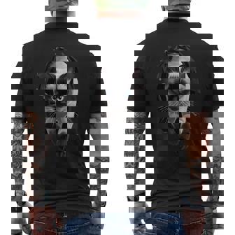 シャム猫が破れた布を突き破り、猫好きに最適です。 メンズTシャツ バックプリント - Kawaiitshirt