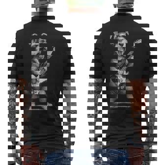 シュナウザー ギターを弾く ロックミュージック 犬好き メンズTシャツ バックプリント - Kawaiitshirt