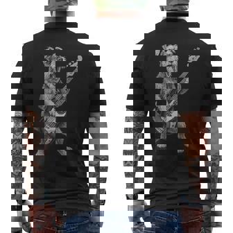 シュナウザー 演奏 ベース ギター ロックミュージック 犬好き メンズTシャツ バックプリント - Kawaiitshirt