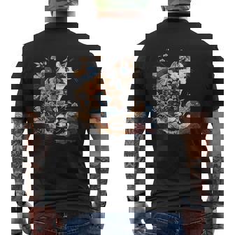 シュールレアリズム 日本画 三毛猫 メンズTシャツ バックプリント - Kawaiitshirt