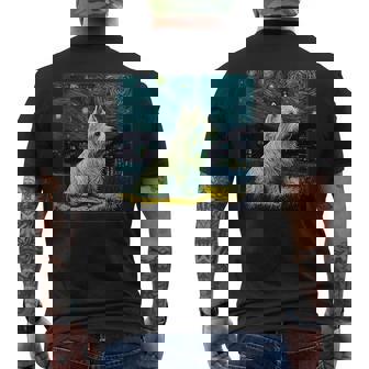 シュールレアリズム 星月夜 ウェスティ 犬 メンズTシャツ バックプリント - Kawaiitshirt