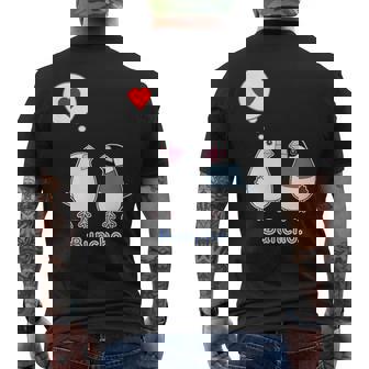 シロブンチョウ & サクラブンチョウ さん『ハート』フキダシ 白文鳥 桜文鳥【どうぶつフレンズ】動物 イラスト メンズTシャツ バックプリント - Kawaiitshirt