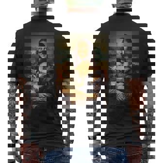 シーズー モナリザ 絵画 アート 犬 ママ お父さん メンズTシャツ バックプリント - Kawaiitshirt