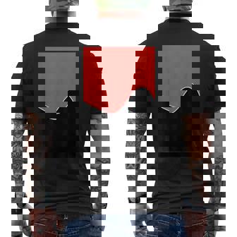 ジオメトリック ツートーン ウェーブ パターン カーミン ピンクとブラック メンズTシャツ バックプリント - Kawaiitshirt