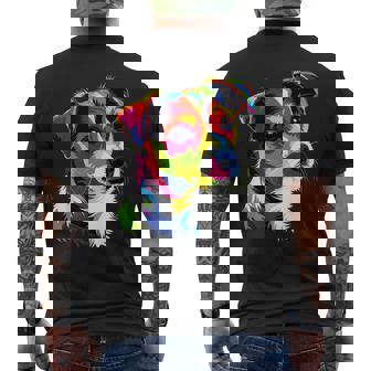 ジャック・ラッセル・テリア ブライトカラー ポップアート 愛犬家 メンズTシャツ バックプリント - Kawaiitshirt