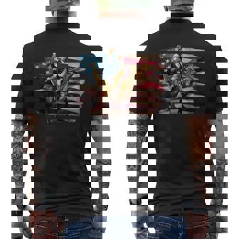 ジョージ・ワシントン ライディング A ダイナソー 面白い 4Th Of July デザイン メンズTシャツ バックプリント - Kawaiitshirt